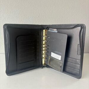 Franklin Quest Black Leather Planner Binder 7 Ring